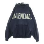 BALENCIAGA バレンシアガ 23SS Tape Type Ripped Pocket Hoodie テープロゴ プルオーバーフーディー パーカー ブラック 744190 TOVB1