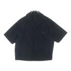 PRADA プラダ RE-NYLON リナイロン トライアングルロゴ ナイロン オープンカラー 半袖シャツ ブラック SC449 S182 1WQ8