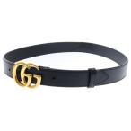 GUCCI グッチ Double G Buckle Textured Leather Belt ダブルGバックルレザーベルト ブラック/ゴールド