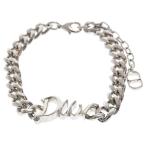 DIOR ディオール 筆記体ロゴ メタルチェーンブレスレット シルバー