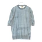 HERMES エルメス 25SS Calques en H カルク・アン・H ジャガード織 カシミア混半袖ニット ブルー H557060HA