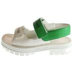 CELINE セリーヌ レオ ベルクロストラップ レザースポーツサンダル レディース ホワイト/グリーン