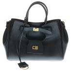 BALENCIAGA バレンシアガ Bel Air ベルエア アンティーク調ゴールド金具 スムースカーフスキン ミディアム キャリーオールバッグ ブラック