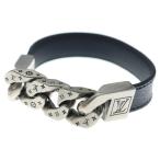 LOUIS VUITTON Louis Vuitton монограмма * Eclipse латунь re* моно цепь кожа цепь браслет черный / серебряный 