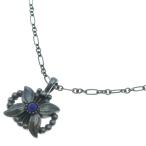 Georg Jensen ジョージジェンセン フラワーモチーフ ラピスラズリ チェーン ネックレス ペンダント シルバー/ブルー
