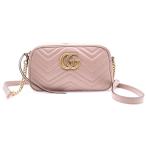 GUCCI グッチ GGマーモント スモール チェーンショルダーバッグ 斜め掛けバッグ ピンクベージュ レザー ゴールド金具 447632