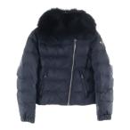 ショッピングプラダ PRADA プラダ 19AW ブルー トライアングルロゴプレート ジップアップ ダウン ライダースジャケット ブラック レディース 29X510