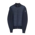 MONCLER モンクレール 20SS レザーワッペンロゴ ニット切り替え ジップアップダウンジャケット ブラック F10919B50600 V9100