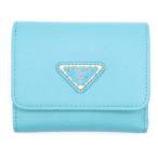 PRADA プラダ サフィアーノ 三つ折り財布 アクア レザー グリーン