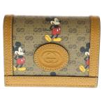 GUCCI グッチ グッチ×ディズニー コンパクトウォレット 二つ折り財布 コインケース ブラウン レザー 602534 ゴールド金具