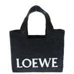 LOEWE ロエベ フォント トート ロゴ カゴバッグ ショルダーバッグ ハンドバッグ ブラック ラフィア LO89002