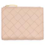BOTTEGA VENETA ボッテガヴェネタ イントレチャート ファスナー レザー コンパクトウォレット 二つ折り財布 ゴールド金具 ベージュ