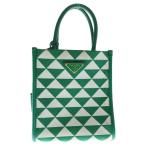 プラダ シンボル エンブロイダリー ミニ 2WAYバッグ ハンドバッグ ショルダーバッグ キャンバス×レザー ゴールド金具 1BA355