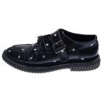 Dior HOMME ディオールオム 14AW ポルカドット総柄刺繍 モンクストラップ レザー レースアップ ローカット ダービーシューズ ブラック