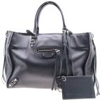 BALENCIAGA バレンシアガ ペーパーミニ レザー ハンドバッグ シルバー金具 ブラック 370926