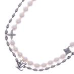 LOUIS VUITTON Louis Vuitton LV монограмма жемчуг Fusion колье подвеска цепь серебряный × белый M01781