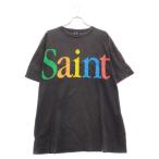 セントマイケル 24SS SS TEE COLORFUL ヴィンテージ加工プリント クルーネック半袖Tシャツカットソー ブラック SM-YS8-0000-001