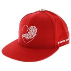 クロムハーツ FITTED WOOL ACRYLIC SERGE VINY HEART ヴァインハートロゴ刺繍ベースボールキャップ 帽子 レッド