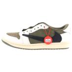 ナイキ×トラヴィススコット エアジョーダン1 ロー OG SP リバースオリーブ ローカットスニーカー カーキ/ホワイト DM7866-200