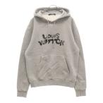 ルイヴィトン 21AW ロゴプリント ネオンワーキングマンロゴ スウェット プルオーバーパーカー RM212 UYR HLY68W フーディ グレー