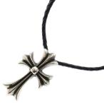 CHROME HEARTS クロムハーツ CH CRS SML CL スモールCHクロス クリンプト レザーブレイド ネックレス シルバー/ブラック BCA217