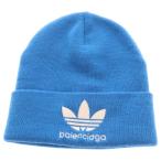 BALENCIAGA バレンシアガ 23SS ×adidas LOGO BEANIE アディダス フロントロゴ刺繍 アクリルニット帽 ビーニー ブルー 724009 443B1