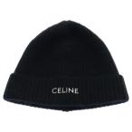 CELINE セリーヌ ロゴ刺繍 ニット帽 ビーニー ブラック 2A41L734L