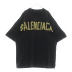BALENCIAGA バレンシアガ 23SS Tape Type T-Shirt テープロゴ ダメージ加工半袖Tシャツ ブラック 739784 TOVA9