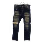 DSQUARED2 ディースクエアード 14AW Tidy Biker Jean ダメージ加工 パッチワークスキニーデニムパンツ インディゴ S71LA0814