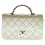 CHANEL シャネル ミニマトラッセ トップハンドル フラップ ショルダーバッグ ホワイト AS4141