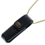 GUCCI グッチ Chain Rip Stick Case レザーリップスティックケース ブラック レディース 615998