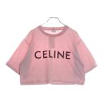 CELINE セリーヌ 21SS T-Shirt クロップド ロゴプリント半袖Tシャツ ピンク レディース 2X761501F