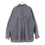 ショッピングBrand NO BRAND ノーブランド dezert デザート ワンポケット ストライプ 長袖シャツ グレー