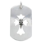 ショッピングLRG CHROME HEARTS クロムハーツ D TAG LRG CROSS DAGG カットアウトクロスダガー ラージドッグタグネックレストップ シルバー