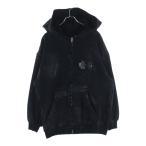 BALENCIAGA バレンシアガ Campaign Logo Zip Up Hoodie ダメージ加工ジップアップスウェットパーカー フーディー ブラック 720424 TNVK5