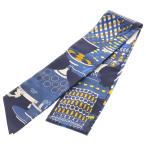 ショッピングHERMES HERMES エルメス マキシツイリー スリム パティスリーフランセーズ 総柄 スカーフ マフラー ブルー