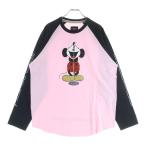 シュプリーム 25AW ×Number (N)ine Mickey Raglan L/S Top ナンバーナイン ミッキーマウス ラメ加工 ラグラントップ 長袖Tシャツ ピンク