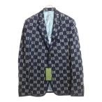 ショッピングＧＧ GUCCI グッチ GG Jacquard Tailored Jacket GGジャガード 総柄 テーラードジャケット ネイビー 521889 Z372F