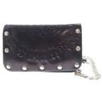 テンダーロイン HOSANNA WALLET BS ホザーナ ボルネオスカル ウォレットチェーン付き レザーウォレット 二つ折り財布 ブラック/シルバー