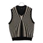 STUSSY ステューシー PSYCHEDELIC CHECK VEST サイケデリックチェックベスト ニットベスト ブラック