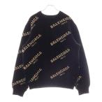 BALENCIAGA バレンシアガ ALLOVER LOGO CREWNECK KNIT オールオーバー ロゴ ジャガード クルーネック ニット セーター ブラック 486964