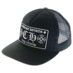 CHROME HEARTS クロムハーツ TRUCKER CAP トラッカーキャップ CH刺繍パッチクロスボール付メッシュ帽子 ブラック
