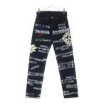 STUSSY ステューシー × Our Legacy × Denim Tears Pants 501JEAN アワーレガシー デニム ティアーズ 総柄デニムパンツ ブラック 40090455