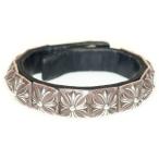 CHROME HEARTS クロムハーツ ZERO STUD SNGL ROW ゼロ ピラミッド スタッズ シングル レザー ブレスレット シルバー