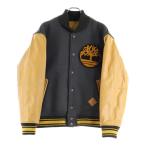 Timberland ティンバーランド レザー ウール ロゴワッペンバーシティージャケット スタジャン ブラウン