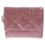 DIOR ディオール ロータスウォレット カナージュ パテントカーフスキン 3つ折り財布 ピンク S0181OVRB_M64P