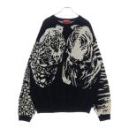 SUPREME シュプリーム 23SS Big Cats Jacquard L/S Top コットンセーター ビックキャッツ ジャガー ロングスリーブ ブラック