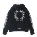 クロムハーツ SWTSHRT PLVR プルオーバーパーカー 袖フローラルホースシュープリント スウェットプルオーバーパーカー ブラック