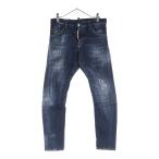DSQUARED2 ディースクエアード 20SS ダメージリペア加工ペイントスキニーデニムパンツ インディゴ S71LB0753 S30342