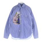ジュンヤワタナベ コムデギャルソン Striped Oversized Shirt with Pop Art Patch パッチ ストライプ長袖シャツ ブルー/ホワイト